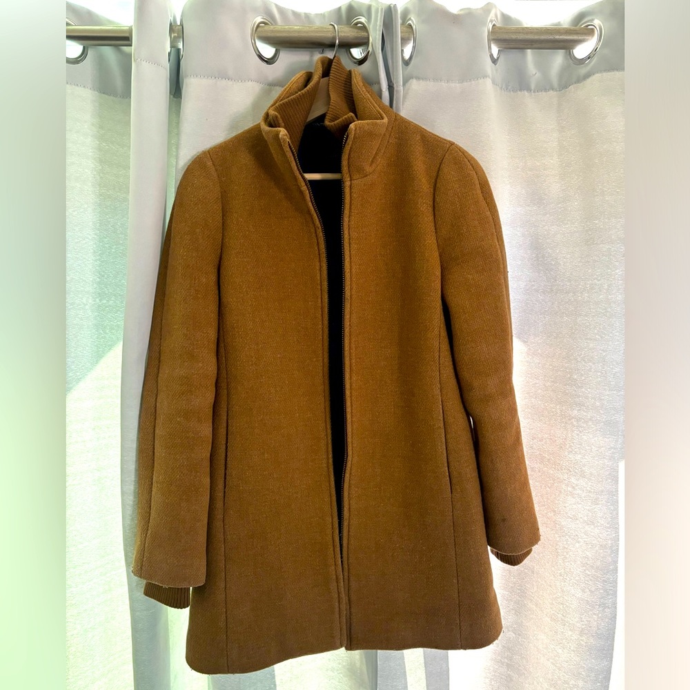 J.Crew Lodge Italian Wool Camel Heather Zip Coat